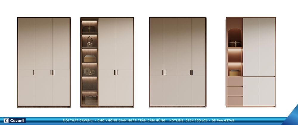 Tổng hợp các mẫu tủ áo đẹp nhất tại Nội thất Cavanli theo kiểu dáng
