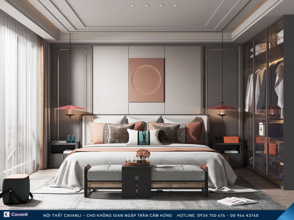 Thiết kế thi công nội thất phòng ngủ đẹp, liên hệ nội thất Cavanli