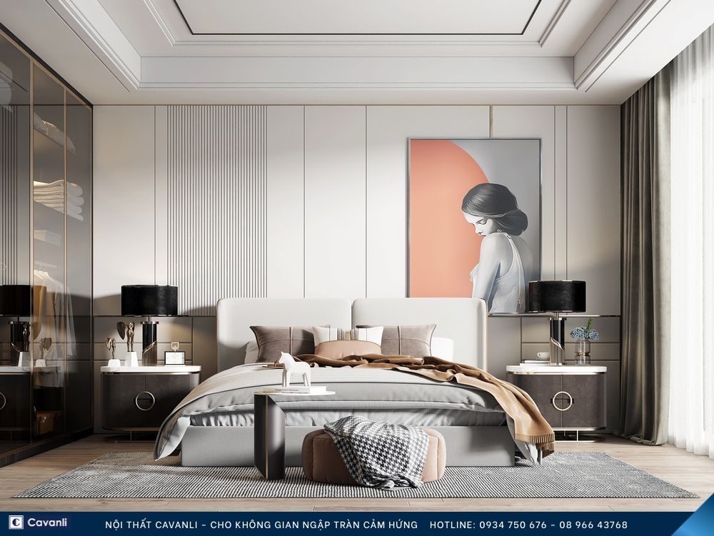 Thiết kế thi công nội thất phòng ngủ đẹp, liên hệ nội thất Cavanli