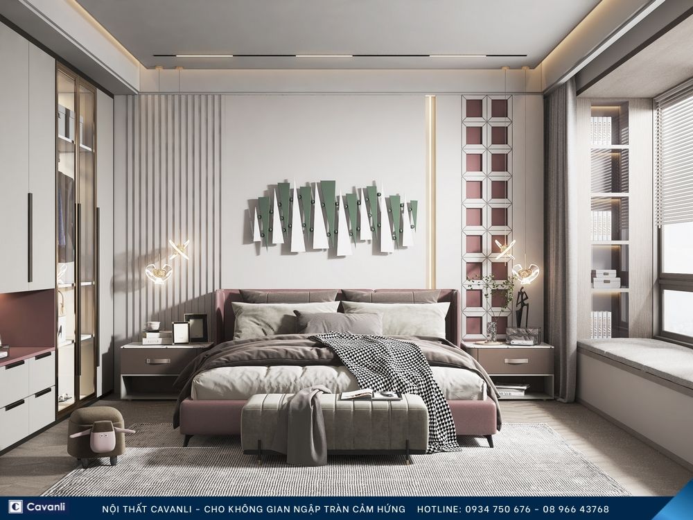 Thiết kế thi công nội thất phòng ngủ đẹp, liên hệ nội thất Cavanli