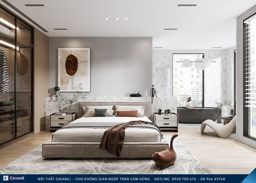 Thiết kế thi công nội thất phòng ngủ đẹp, liên hệ nội thất Cavanli