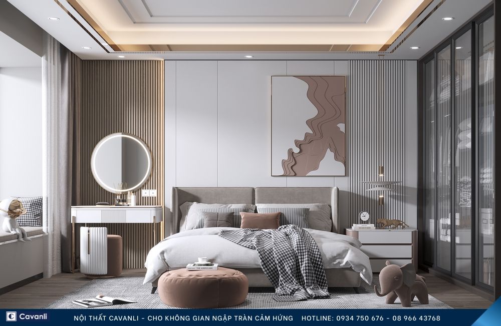 Thiết kế thi công nội thất phòng ngủ đẹp, liên hệ nội thất Cavanli