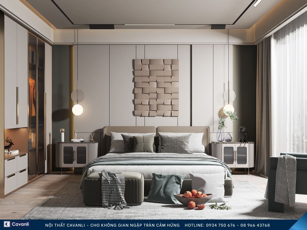 Thiết kế thi công nội thất phòng ngủ đẹp, liên hệ nội thất Cavanli
