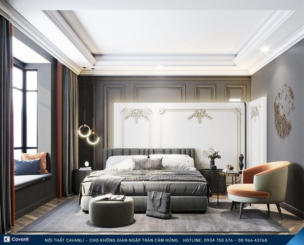 Thiết kế thi công nội thất phòng ngủ đẹp, liên hệ nội thất Cavanli