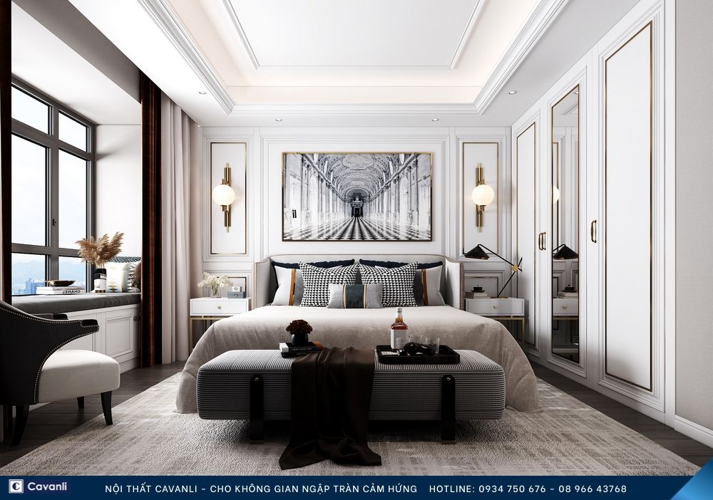 Thiết kế thi công nội thất phòng ngủ đẹp, liên hệ nội thất Cavanli