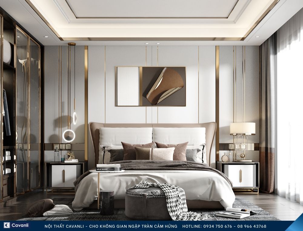 Thiết kế thi công nội thất phòng ngủ đẹp, liên hệ nội thất Cavanli