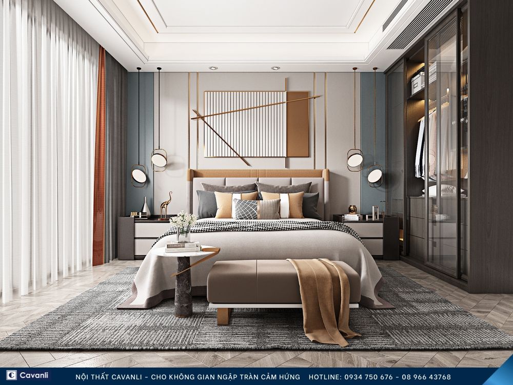 Thiết kế thi công nội thất phòng ngủ đẹp, liên hệ nội thất Cavanli