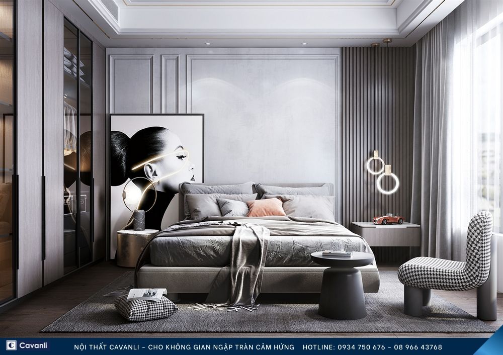 Thiết kế thi công nội thất phòng ngủ đẹp, liên hệ nội thất Cavanli