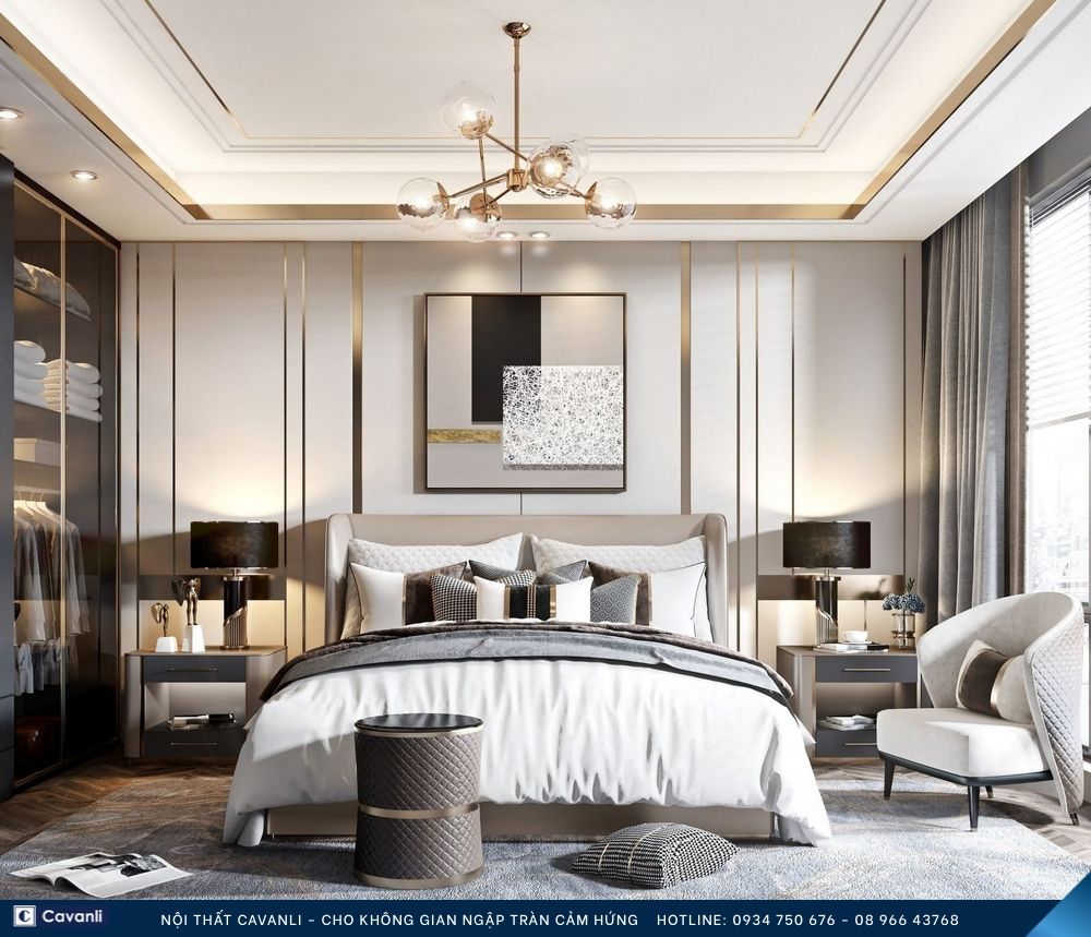 Thiết kế thi công nội thất phòng ngủ đẹp, liên hệ nội thất Cavanli