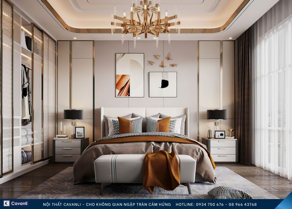 Thiết kế thi công nội thất phòng ngủ đẹp, liên hệ nội thất Cavanli