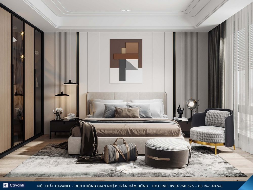 Thiết kế thi công nội thất phòng ngủ đẹp, liên hệ nội thất Cavanli
