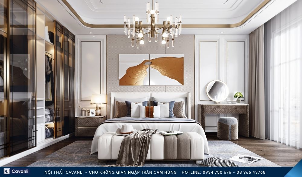 Thiết kế thi công nội thất phòng ngủ đẹp, liên hệ nội thất Cavanli