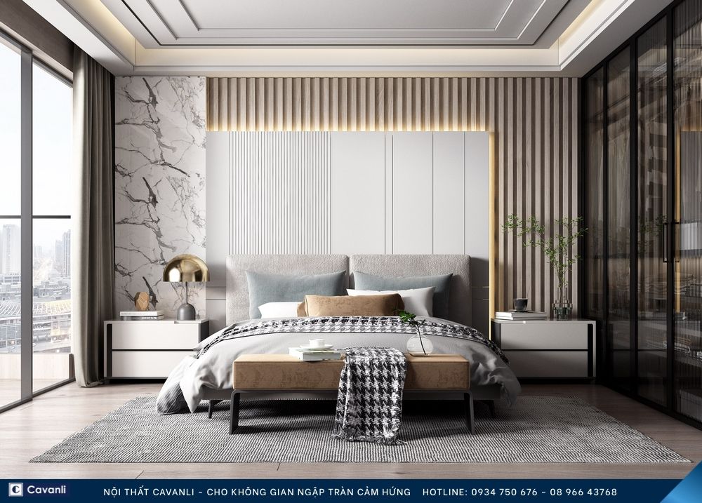 Thiết kế thi công nội thất phòng ngủ đẹp, liên hệ nội thất Cavanli